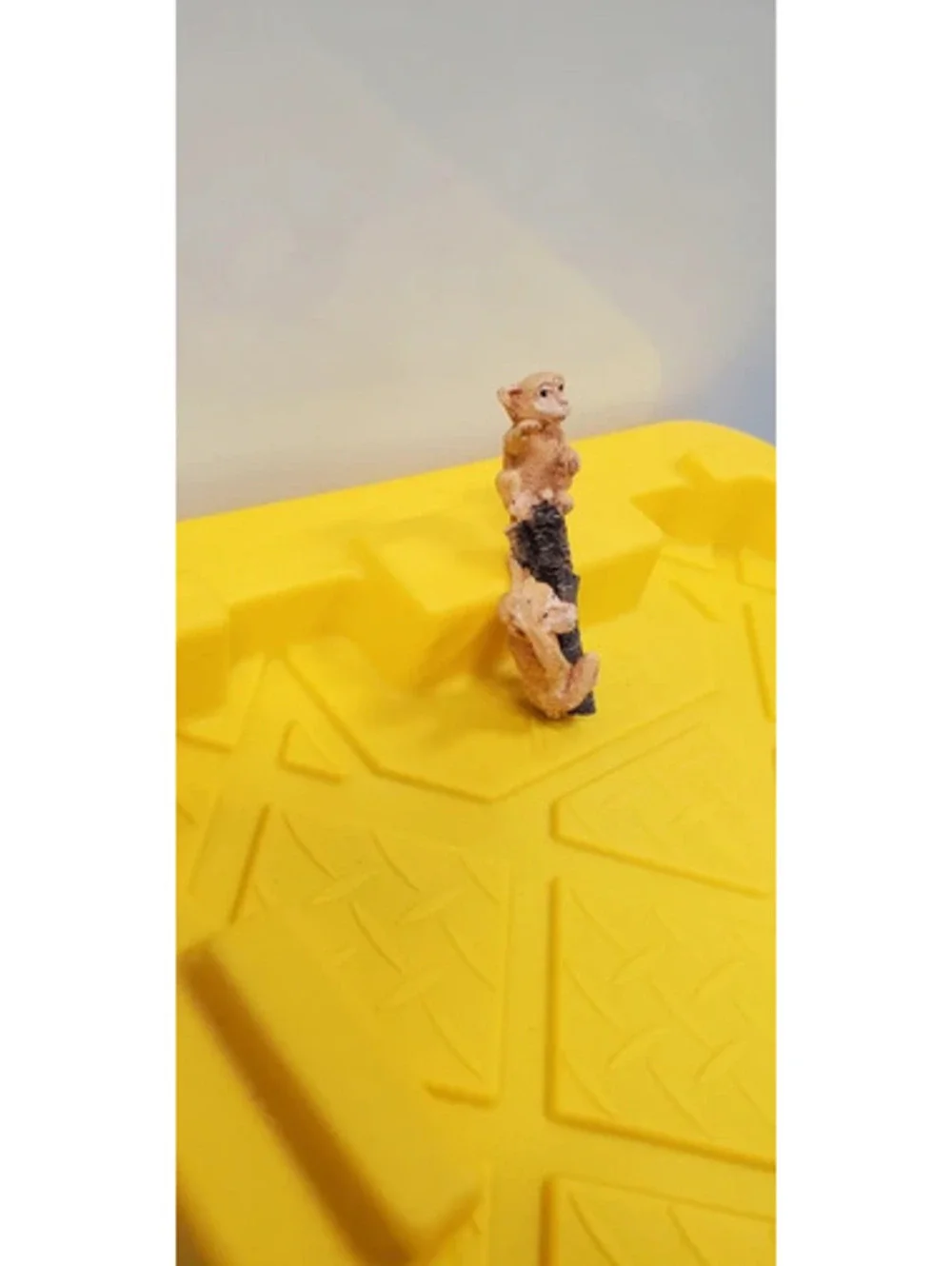 Vintage Figurine Two Monkeys on Tree Branch Log Miniature Collectible Decor